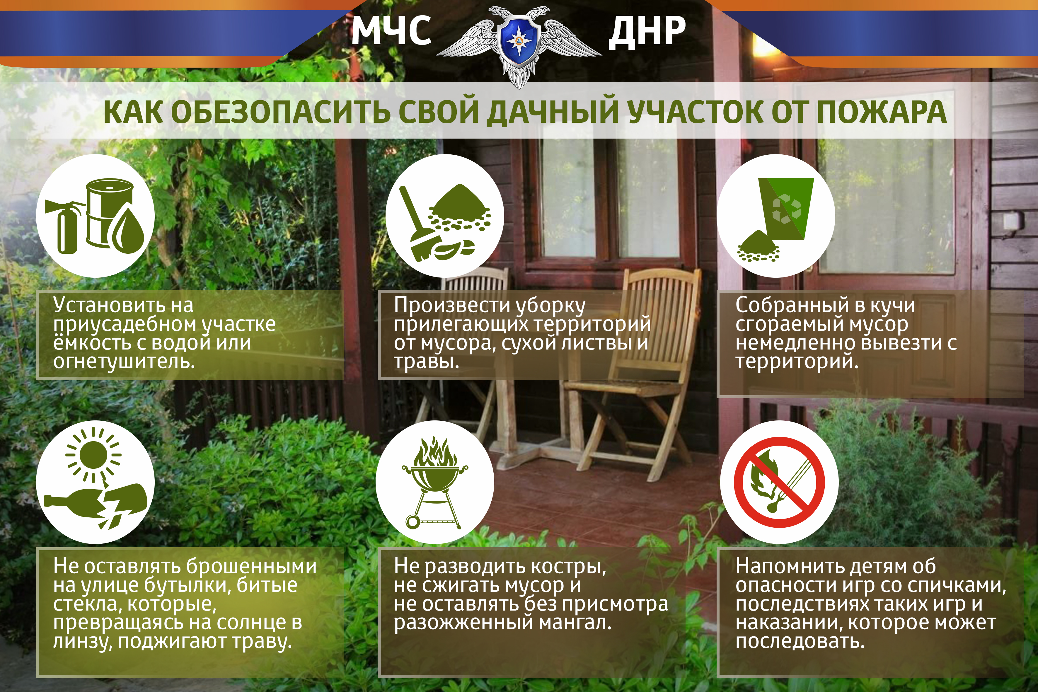 Как защитить дачный. Как обезопасить свой дачный участок от пожара. Как защитить дом от пожара. Листовки МЧС ДНР. Противопожарные правила на дачных участках.